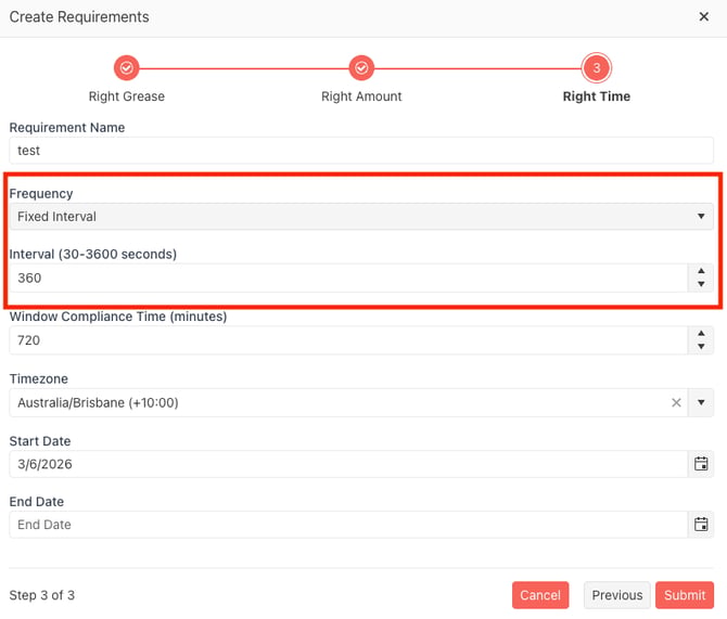 Dasboard - Compliance Fixed Interval and Time