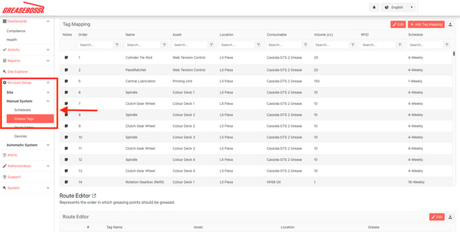 Dashboard - Grease Tags Unmapped